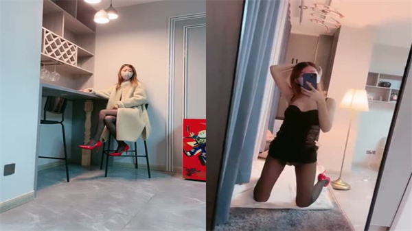 高跟黑丝苗条母狗发骚自慰，湿穴诱惑勾引狼友狠操！