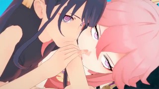 高清60帧激情呈现：尘歌壶私人温泉，八重神子与雷电影将军联手诱惑旅行者，三人放纵性爱